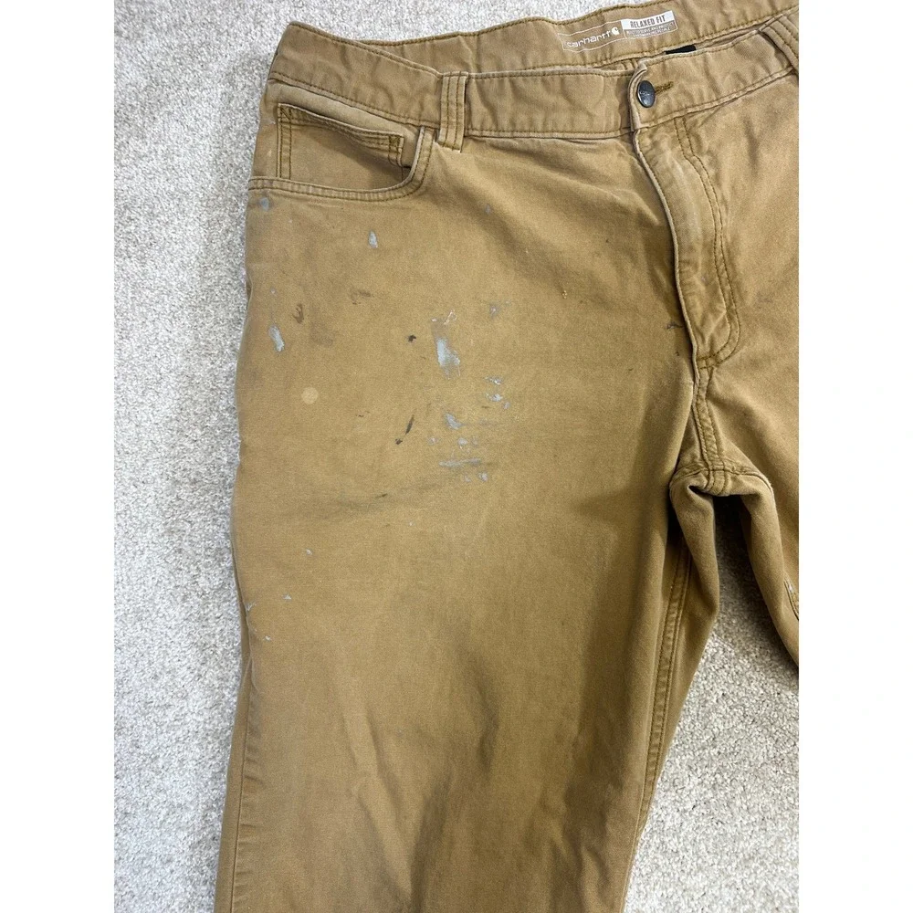 Carhartt Relaxed Fit Rugged Flex BN2517-M Canvas Work Pants Mens 40x30 Tan *Read